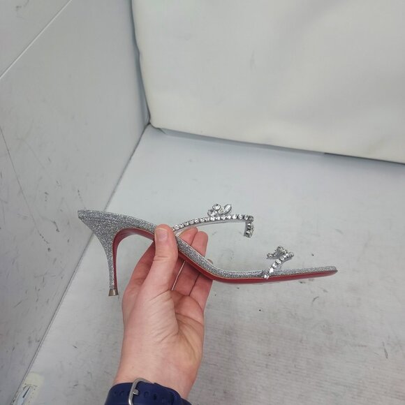 Christian Louboutin Silver Just Queen Crystal Bridal Wedding Heel Sandal - Picture 3 of 14